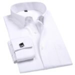 2023-Men-French-Cuff-Dress-Shirt-Cufflinks-New-White-Long-Sleeve-Casual-Buttons-Male-Brand-Shirts