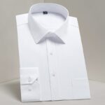 Plus-Size-Men-s-Basic-Standard-fit-Long-Sleeve-Dress-Shirt-Solid-striped-Formal-Business-White