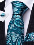 Barry-Wang-Teal-Paisley-Men-Tie-Silk-Woven-Pocket-Square-Cufflinks-Set-Fashion-Suit-Necktie-Wedding