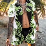 2023-Summer-men-s-loose-shirt-casual-shorts-printed-beach-style-suit