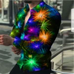 2023-Spring-Summer-Men-s-Tops-Shirts-Fireworks-Glow-Colorful-Designer-Design-Fashion-Luxury-Party-Popular