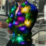 2023-Spring-Summer-Men-s-Tops-Shirts-Fireworks-Glow-Colorful-Designer-Design-Fashion-Luxury-Party-Popular