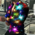 2023-Spring-Summer-Men-s-Tops-Shirts-Fireworks-Glow-Colorful-Designer-Design-Fashion-Luxury-Party-Popular