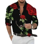 Shirt-Men-s-Casual-Outdoor-Rose-Geometric-Figure-Elegant-Comfortable-Soft-Designer-Design-2023-New-Spring